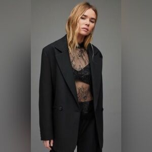 AllSAINTS ALL SAINTS CORIN OVERSIZED WOOL DRESS BLACK JACKET BLAZER NWT Sz L